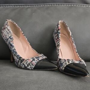 Kate Spade Tweed Heels with Black Pointed Toe